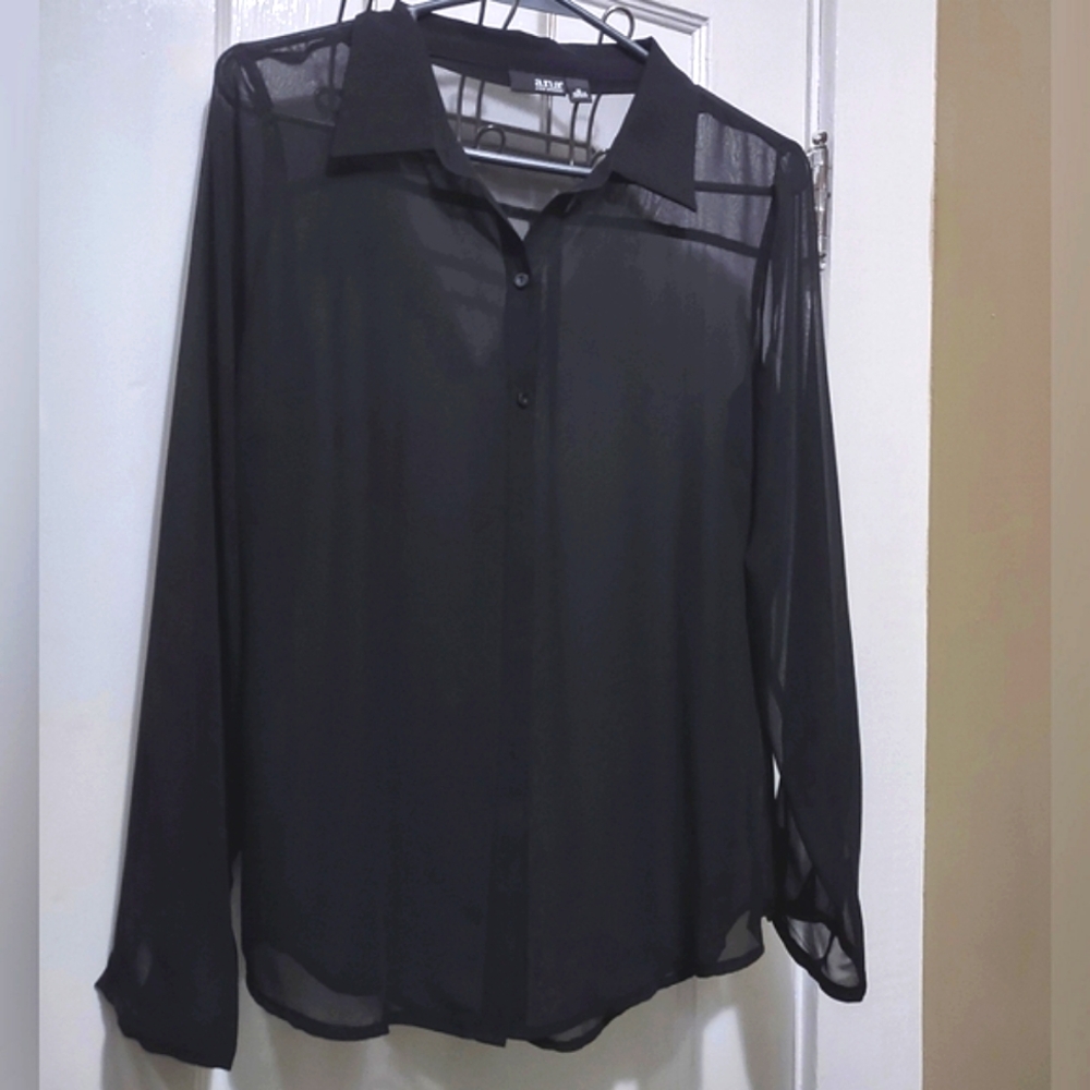 Black Sheer Blouse Long Sleeves